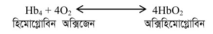 রক্তের মাধ্যমে অক্সিজেন পরিবহন।